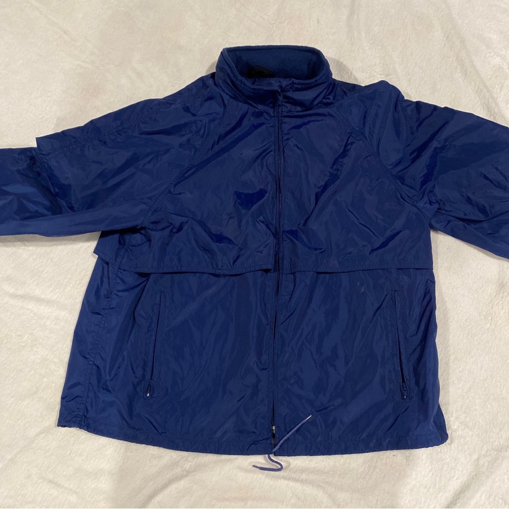 Vintage Eddie Bauer Jacket Mens Size XL Blue Full Zip Waterproof Windbreaker